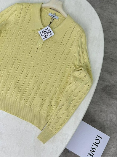 Женское поло с длинным рукавом Loewe жёлтого цвета   