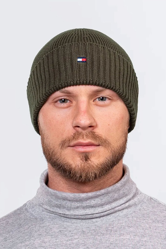 Шапка цвета хаки Tommy Hilfiger essential flag