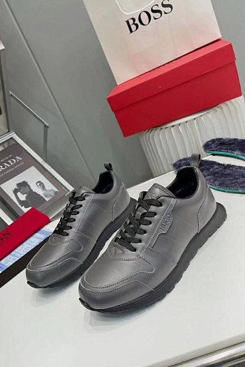 Кожаные кроссовки с мехом Hugo Boss   