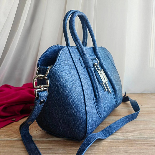Женская сумка Givenchy Antigona Lock Blue 35x23 см   