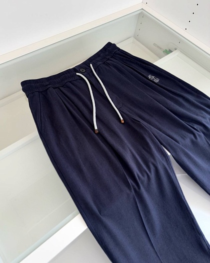 Льняные штаны Brunello Cucinelli Premium - Navy   