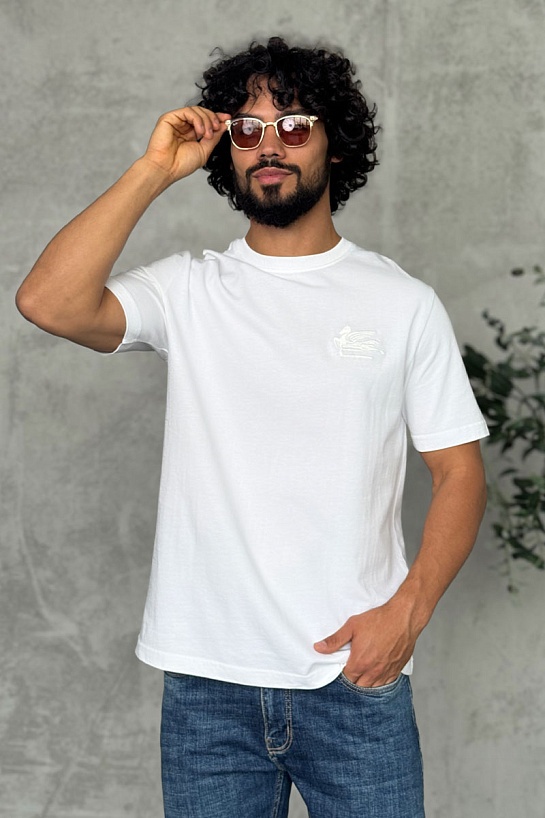 Футболка белого цвета Etro Pegaso embroidery