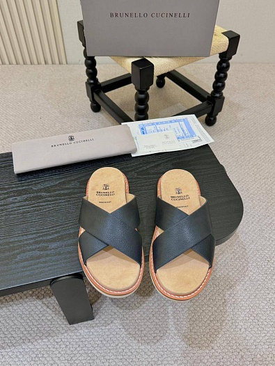 Кожаные шлёпанцы Brunello Cucinelli Crossover   