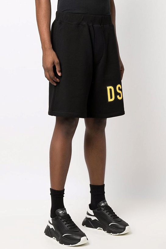 Чёрные мужские шорты Dsquared2 logo-print