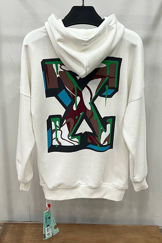 Мужское белое худи Off-White Arrows logo-print