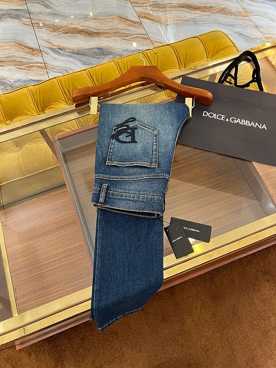 Мужские синие джинсы Dolce & Gabbana slim fit Premium