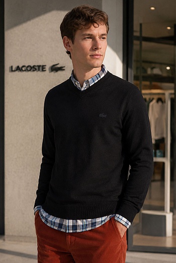 Джемпер чёрного цвета Lacoste V-Neck   