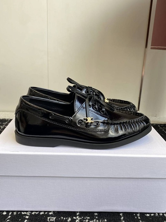 Женские кожаные лоферы Celine premium - Black