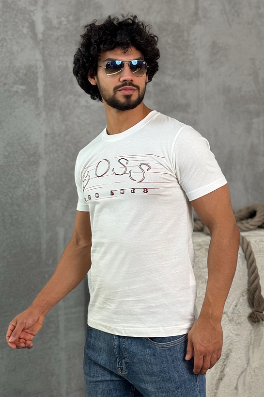 Футболка белого цвета Hugo Boss logo-applique