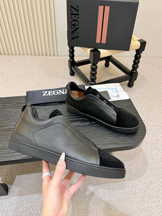 Мужские кроссовки Ermenegildo Zegna Triple Stitch - Black