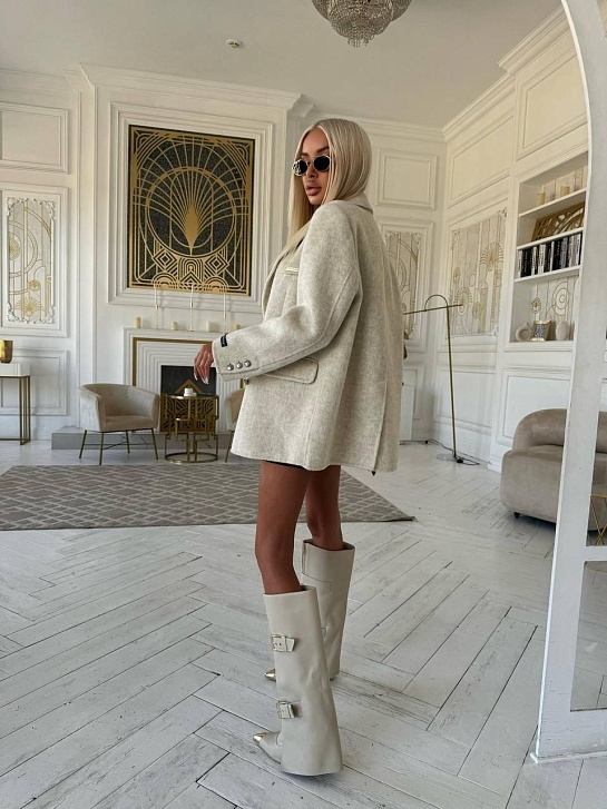 Женское шерстяное пальто пиджак Chrome Hearts Premium - White