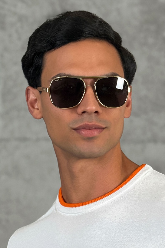 Солнцезащитные очки Gucci GG Navigator Frame - Black / Gold