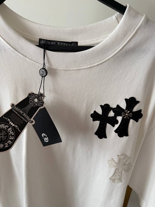 Женская оверсайз футболка белого цвета Chrome Hearts premium