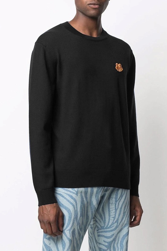 Мужской чёрный джемпер Kenzo Tiger logo-patch