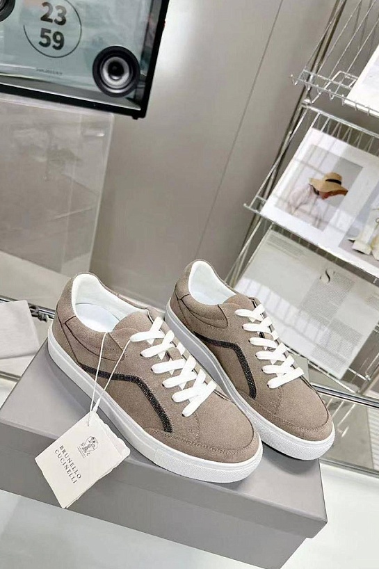 Женские замшевые кроссовки Brunello Cucinelli Premium - Brown / Black