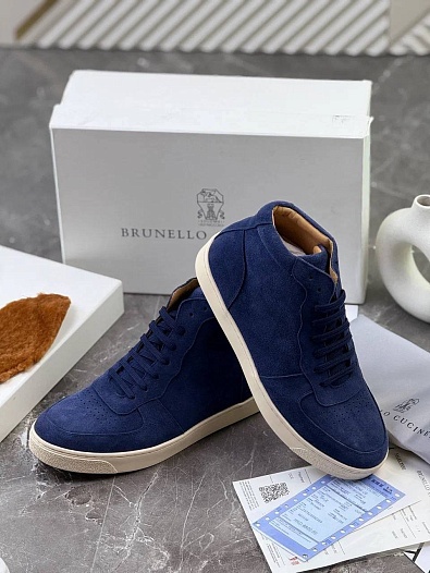 Замшевые кроссовки с меховой стелькой Brunello Cucinelli   