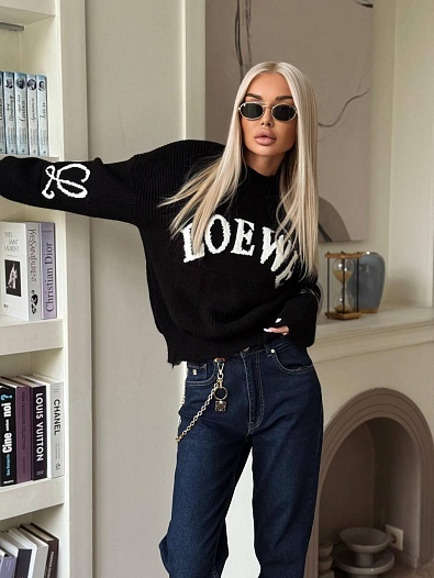 Женский шерстяной свитер Loewe premium - Black   