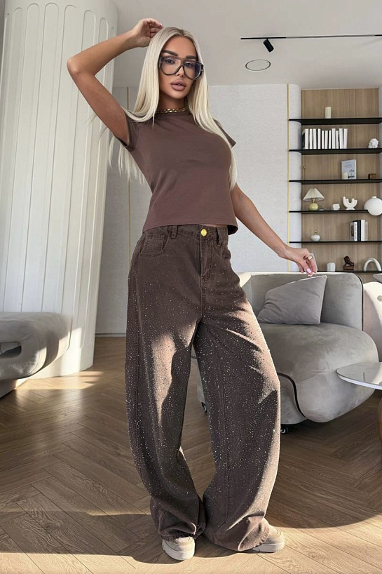 Женские джинсы со стразами Schiaparelli premium