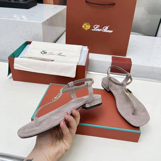 Женские замшевые сандалии Loro Piana Premium - Grey   