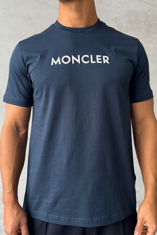 Мужская футболка Moncler logo-patch - Navy