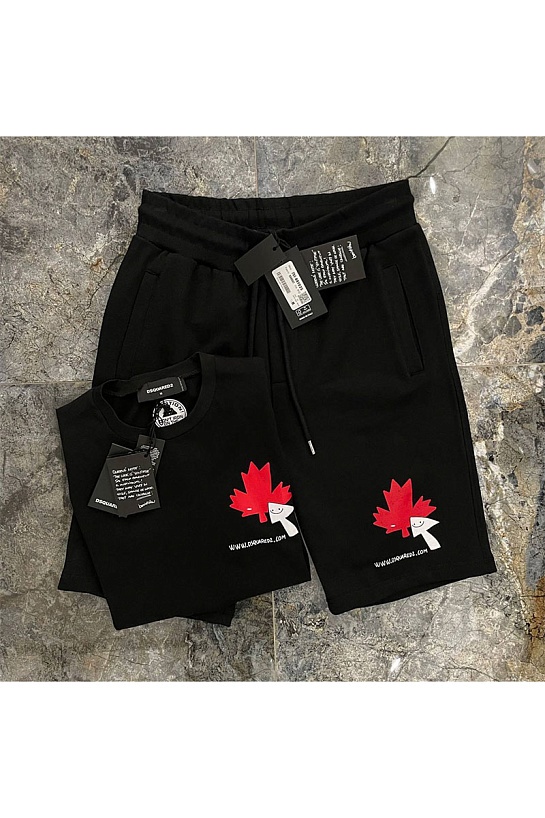 Чёрные мужские шорты Dsquared2 maple leaf-print