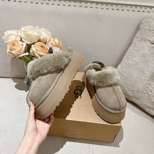 Замшевые женские слиперы с мехом UGG Funkette Platform