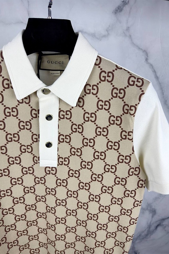 Мужское поло Gucci GG monogram all-over - White / Beige