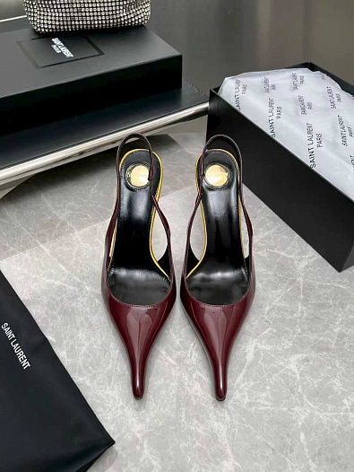 Женские кожаные туфли на каблуке Yves Saint Laurent premium   