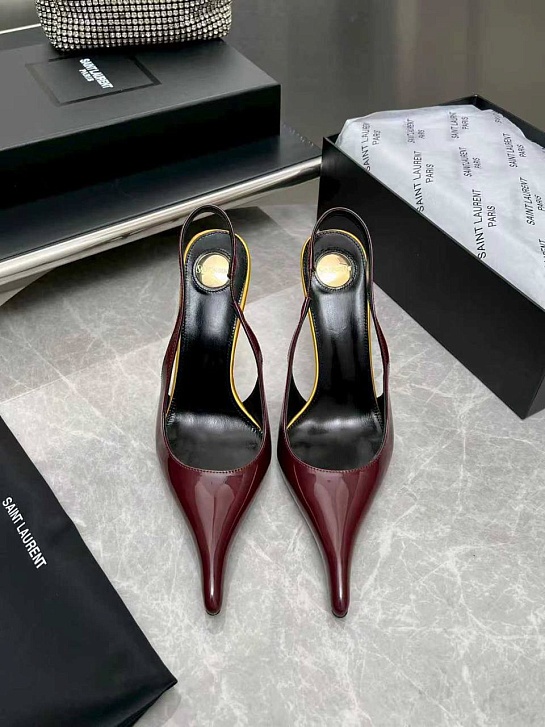 Женские кожаные туфли на каблуке Yves Saint Laurent premium