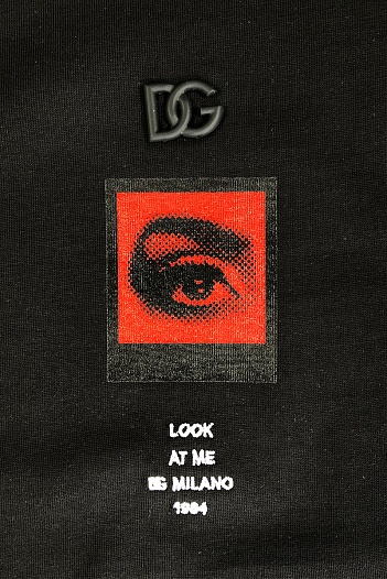 Чёрная оверсайз футболка Dolce&Gabbana "Look at me"   