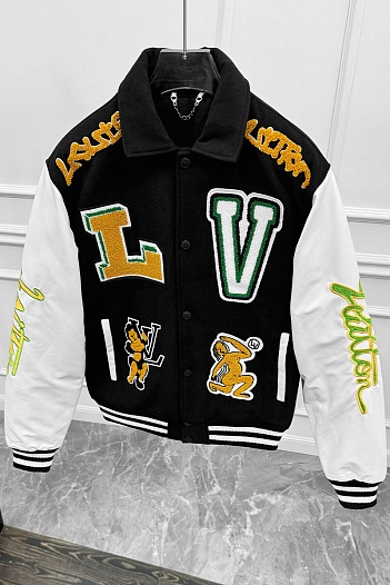 Мужской чёрный бомбер Louis Vuitton Varsity Blouson multi-patch   