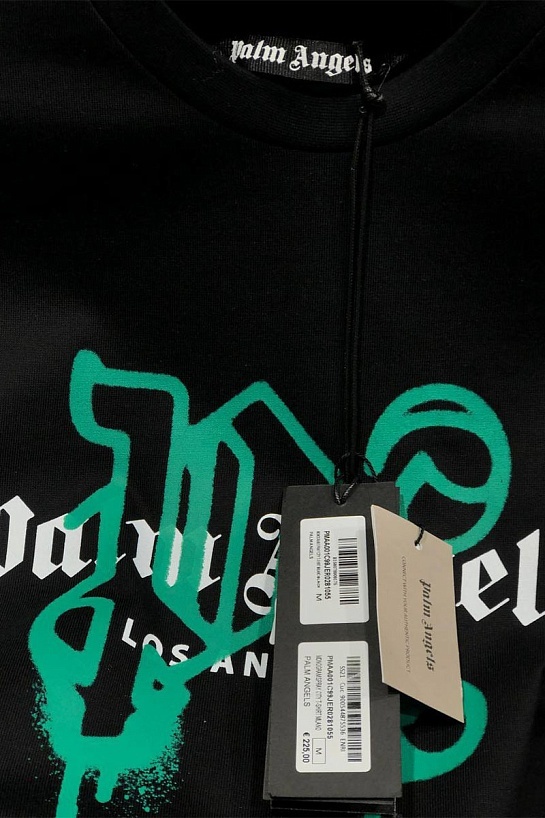 Чёрная футболка Palm Angels Los Angeles monogram spray