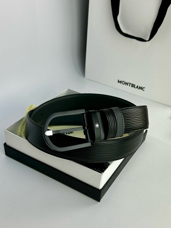 Двусторонний кожаный ремень Montblanc Premium (ширина 3.5 см)