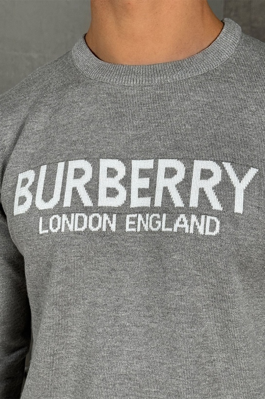 Мужской джемпер Burberry logo-intarsia - Grey