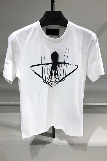 Белая мужская футболка Prada Octopus graphic-print   