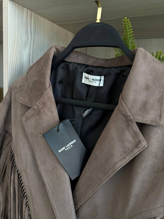 Женская замшевая косуха с бахромой Yves Saint Laurent