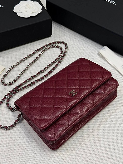 Кожаная сумка Chanel Wallet on Chain premium 19x12x4 см   