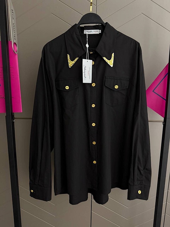 Женская чёрная рубашка Schiaparelli premium