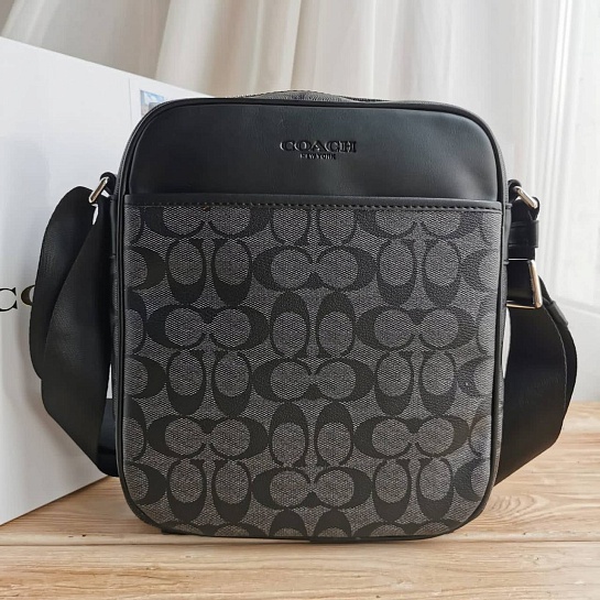 Кожаная сумка Coach monogram 25x22 см