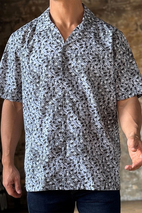 Мужская серая рубашка Dolce & Gabbana graphic-print