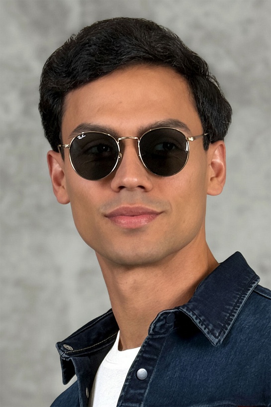 Солнцезащитные очки Ray-Ban Round Metal - Green / Gold