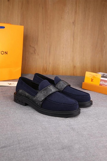 Замшевые лоферы Louis Vuitton Monogram - Blue   