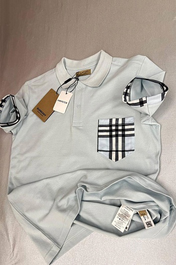 Мужское поло Burberry голубого цвета   