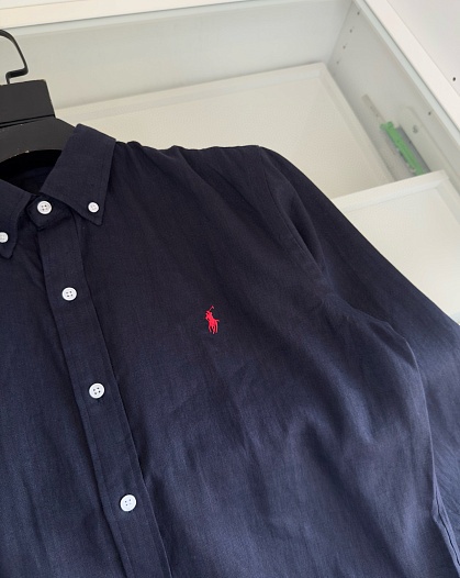 Льняная рубашка Polo Ralph Lauren pony-embroidered - Navy   