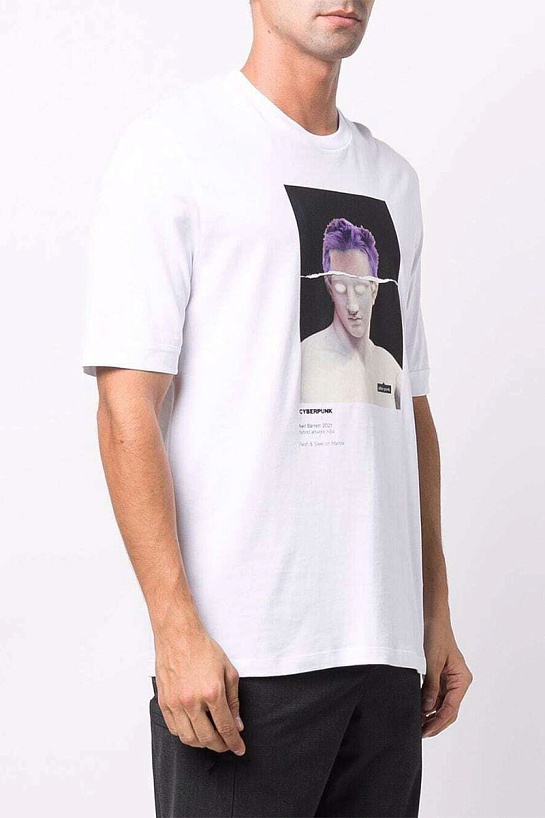 Белая оверсайз футболка Neil Barrett "Cyberpunk"