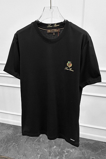 Футболка чёрного цвета Loro Piana logo-embroidered   