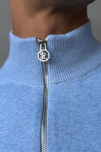 Мужская голубая кофта на молнии Stefano Ricci logo-embroidered   