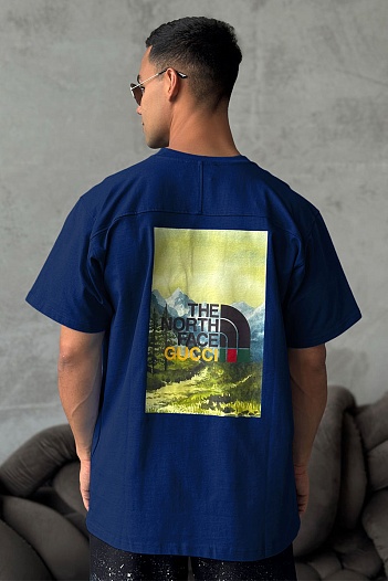 Оверсайз футболка Gucci x The North Face Collaboration landscape print - Navy   