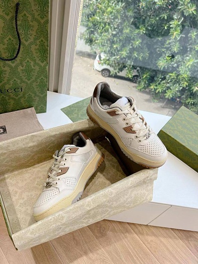 Женские кроссовки Gucci Premium - White / Brown   