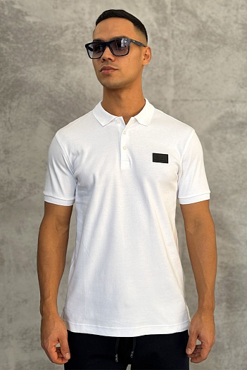 Мужское белое поло Armani Exchange rubber logo   